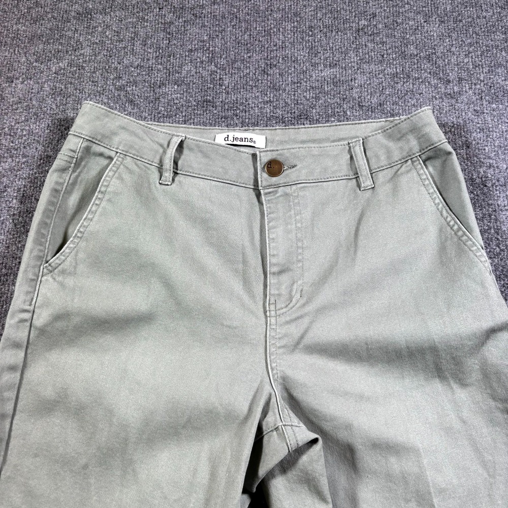 D.Jeans Chino Pant Women's 10 Green Cotton Straight Preppy Business Stretch - Picture 2 of 14